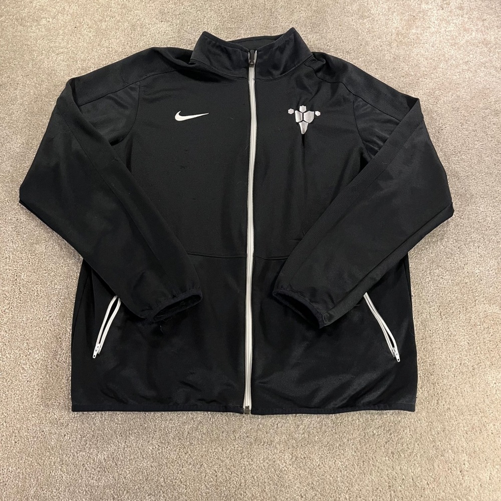 Nike Track Jacket Mens Large Black Dri-FIT Full Zip Long Sleeve Activewear